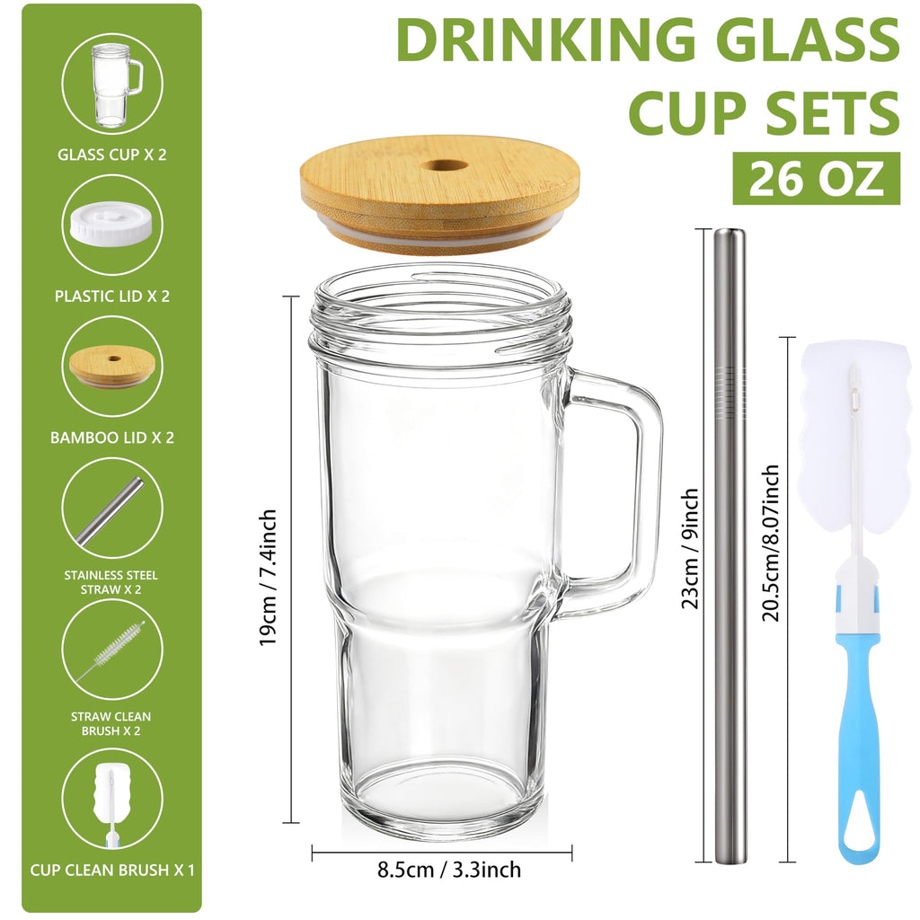 24oz Glass Tumbler with Lid & Straw 2-Pack A34895