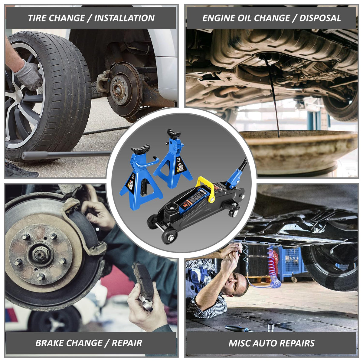 2 Ton Car Jack and Stands Kit Blue L6710