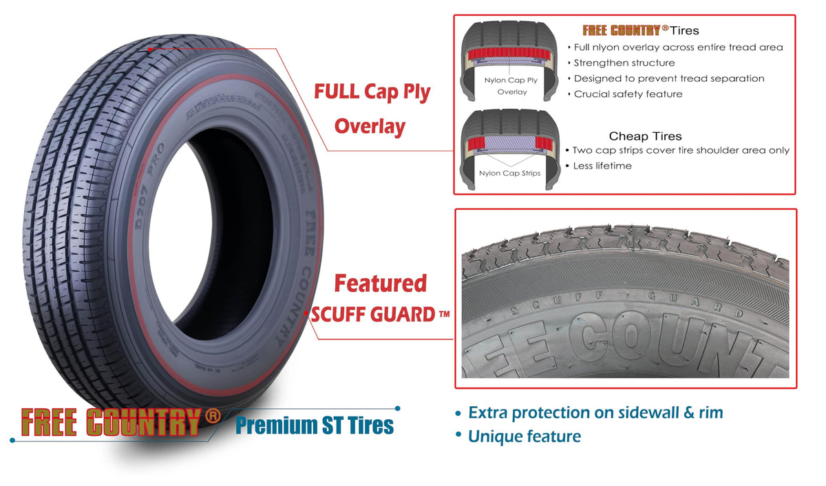 Trailer Tire Wheel ST205/75R15 Black Mod Rim F69079
