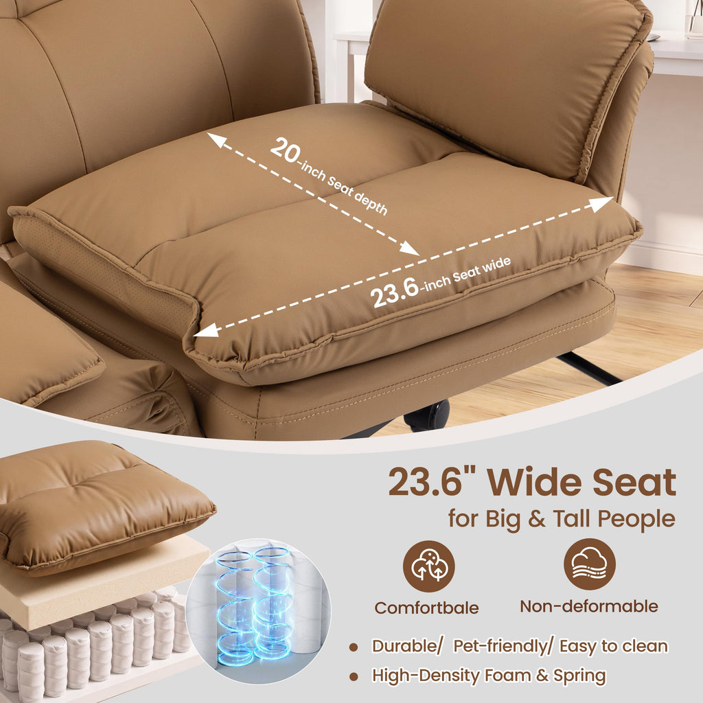 Brown Office Chair with Foot Rest & Flip Armrests V629