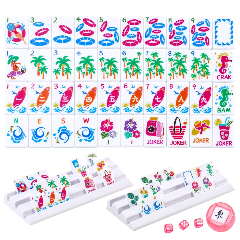 160 Tiles Thin Plastic Mahjong Set with Bag and 4 Racks V365