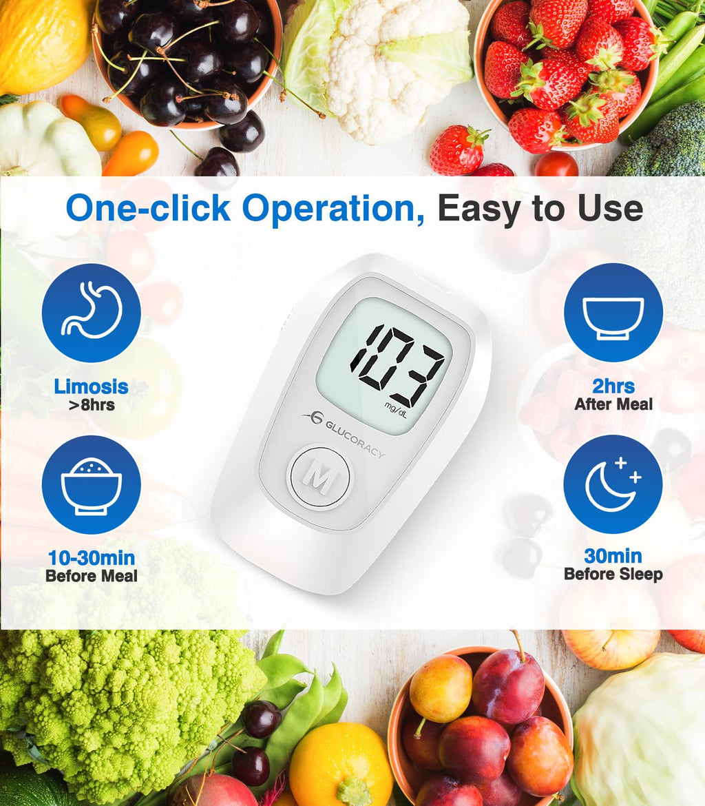 Glucose Monitor Kit, 100 Blood Glucose Strips, No Coding G3399