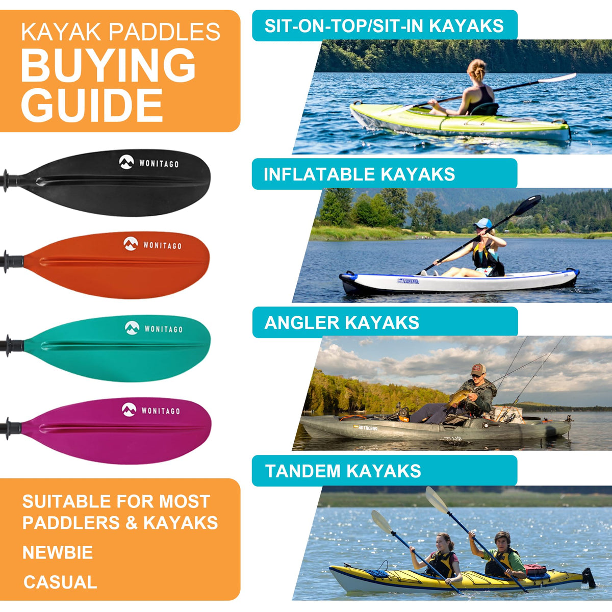 Adjustable Fiberglass Shaft PP Blade Kayak Paddle Z729872