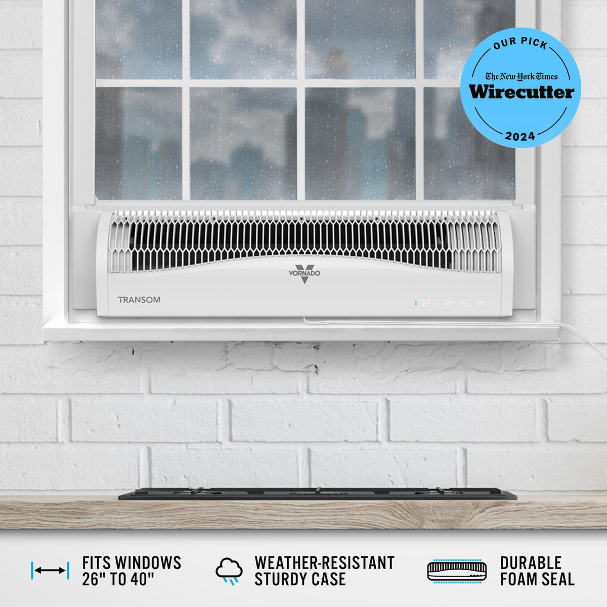 Window Fan with 4 Speeds, Remote Control, Reversible Exhaust, Ice White F5673