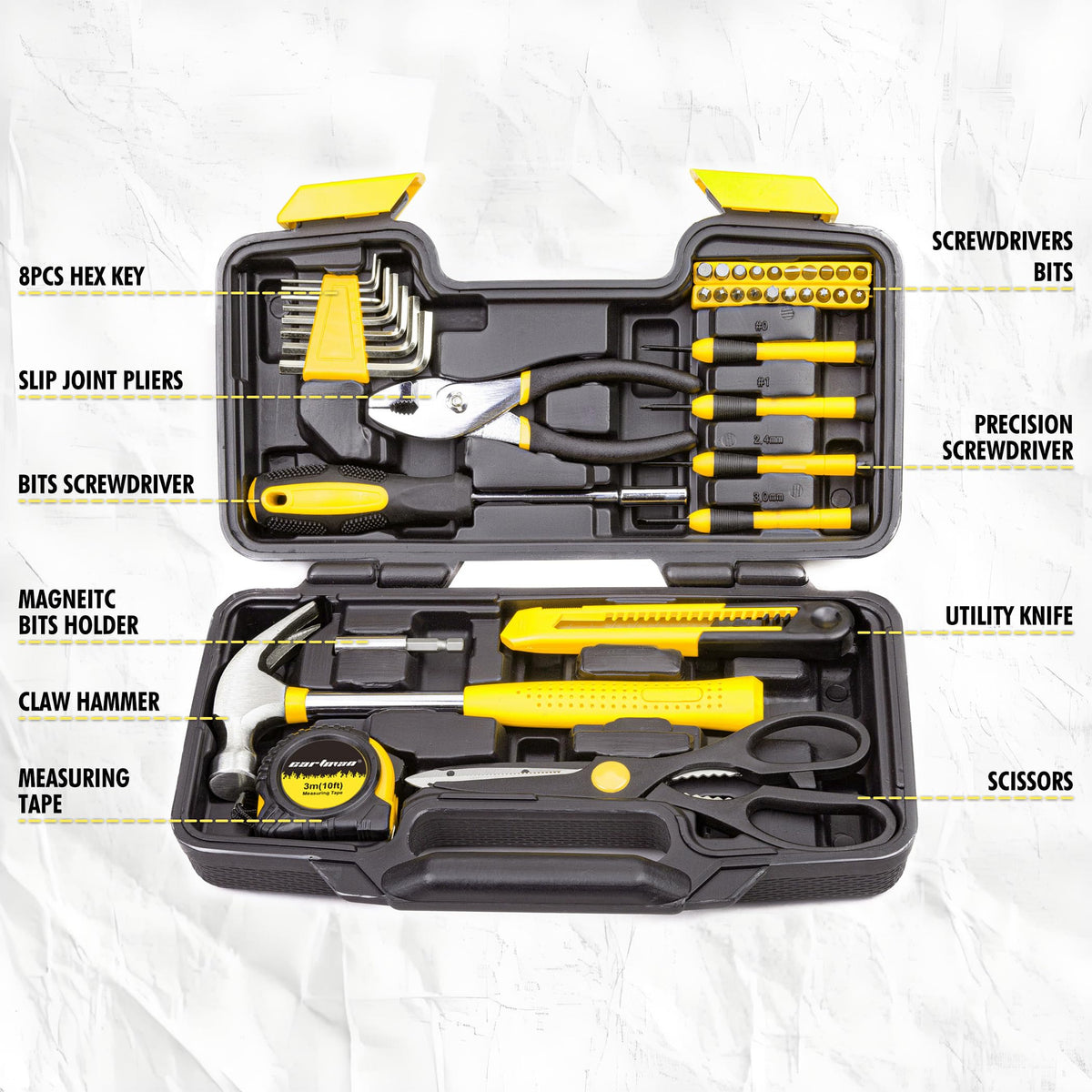 39-Piece Household Tool Set with Storage Case T887