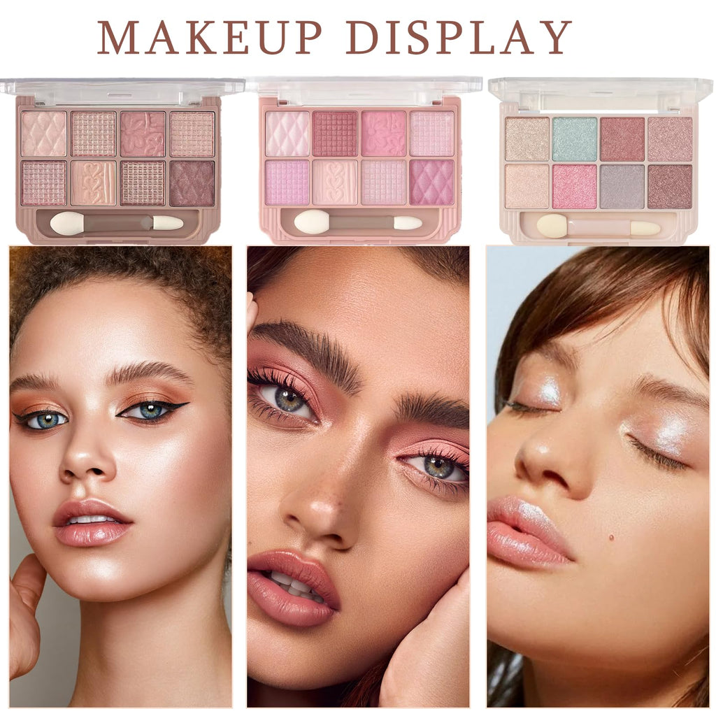 Brown and Pink Shimmer Eyeshadow Palette U447