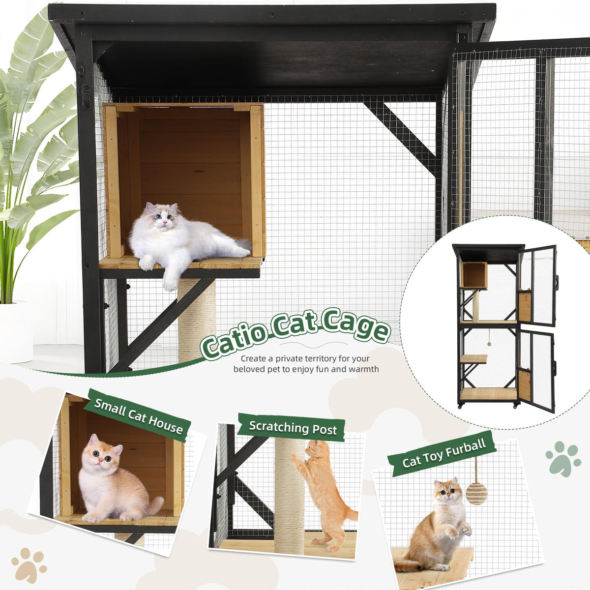 4-Tier Outdoor Cat House Enclosure H6355