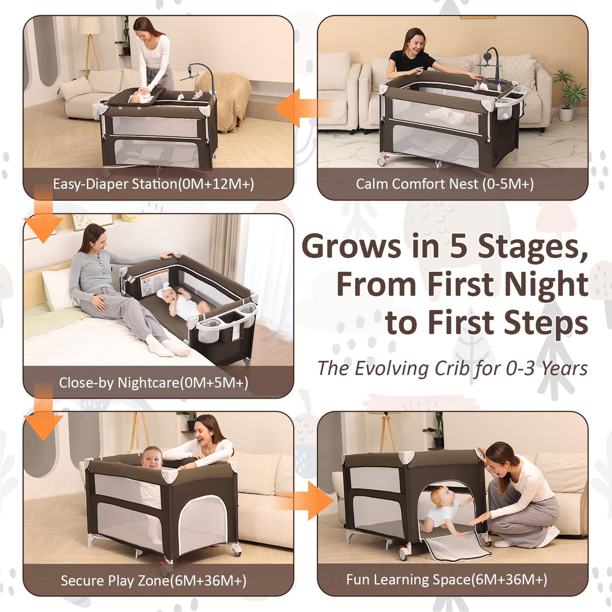5-in-1 Baby Bassinet Bedside Sleeper Q510