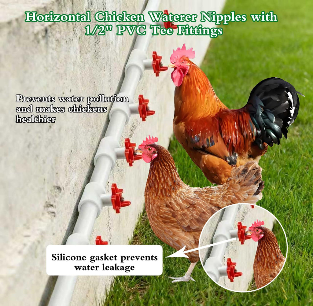 15 Pack Automatic Poultry Waterer with PVC Tee Fittings Q5120