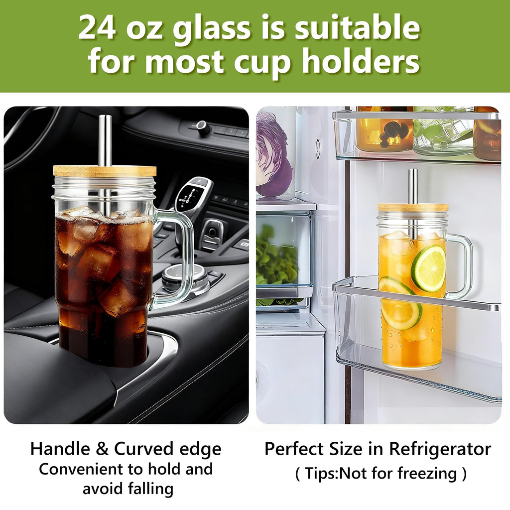 24oz Glass Tumbler with Lid & Straw 2-Pack A34895