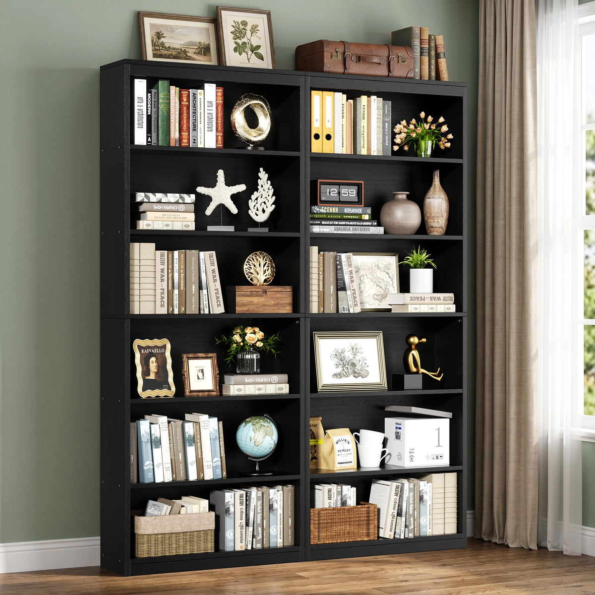 6-Tier Black Bookshelf K73129