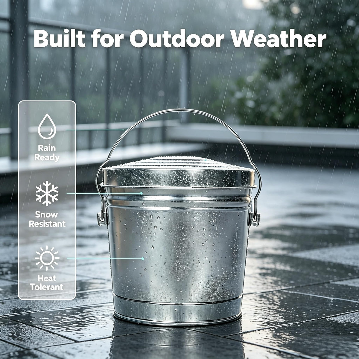 6 Gallon Galvanized Metal Trash Can with Locking Lid O258