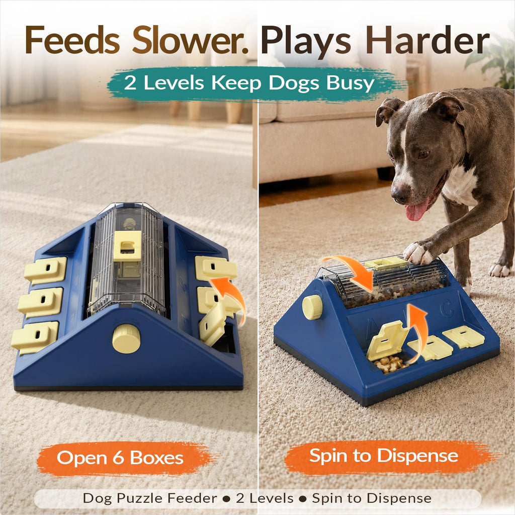 2-Level Dog Puzzle Toy Rotating Treat Dispenser H28028