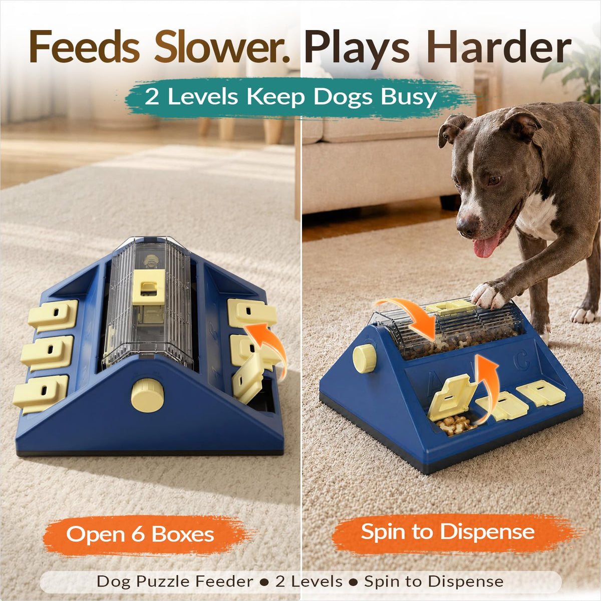 2-Level Dog Puzzle Toy Rotating Treat Dispenser H28028