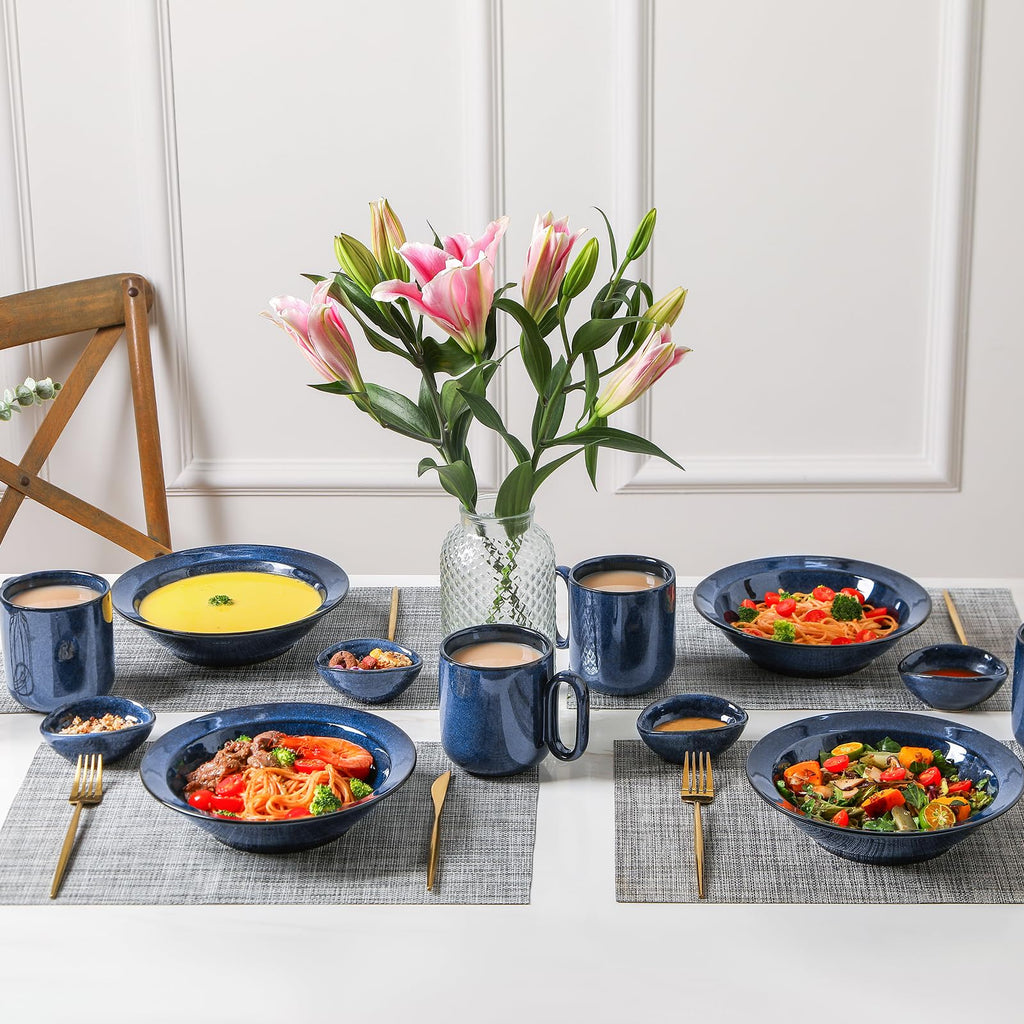 Blue 27oz Ceramic Soup Bowls Set of 4 F256681