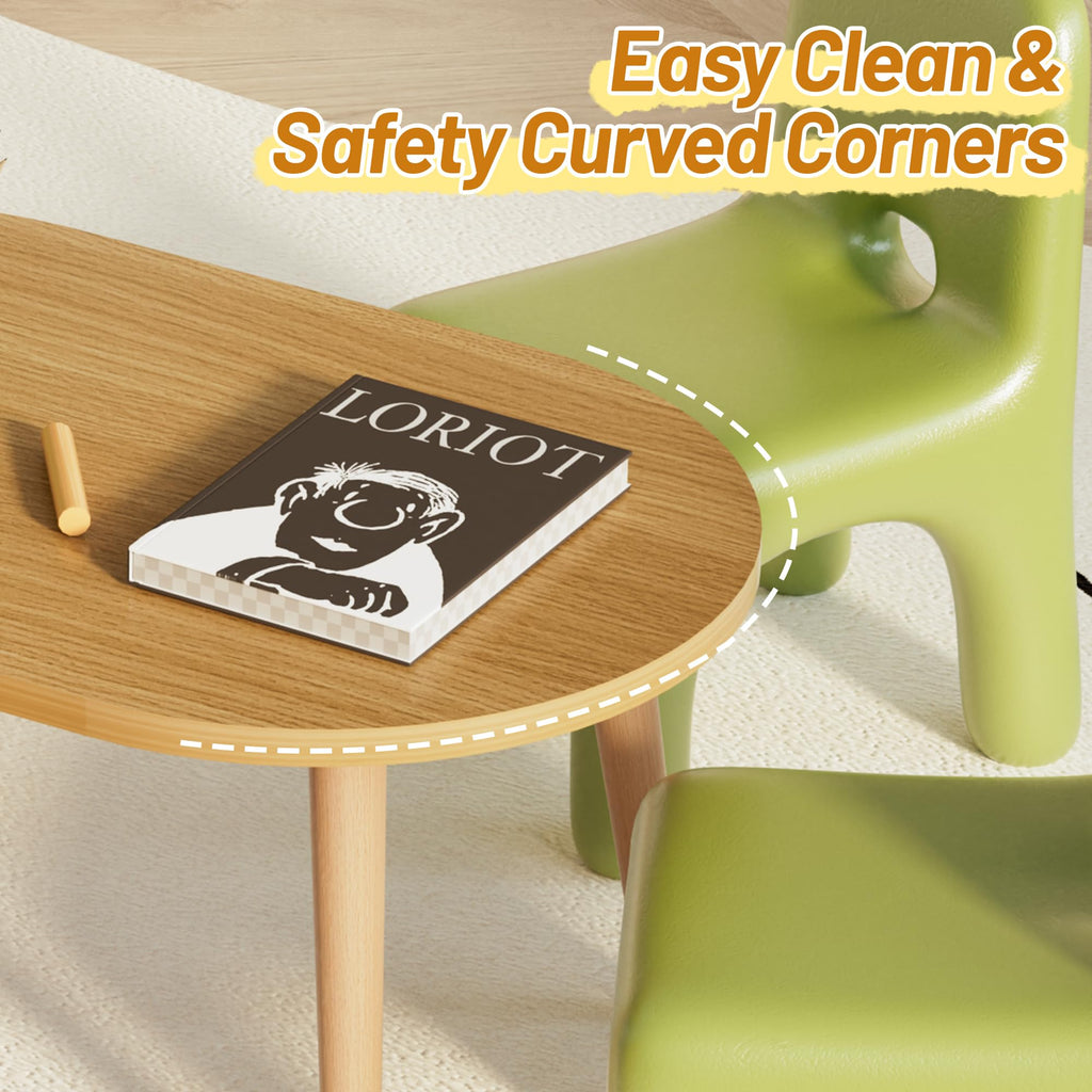 Small Oval Coffee Table with Solid Wood Legs T124