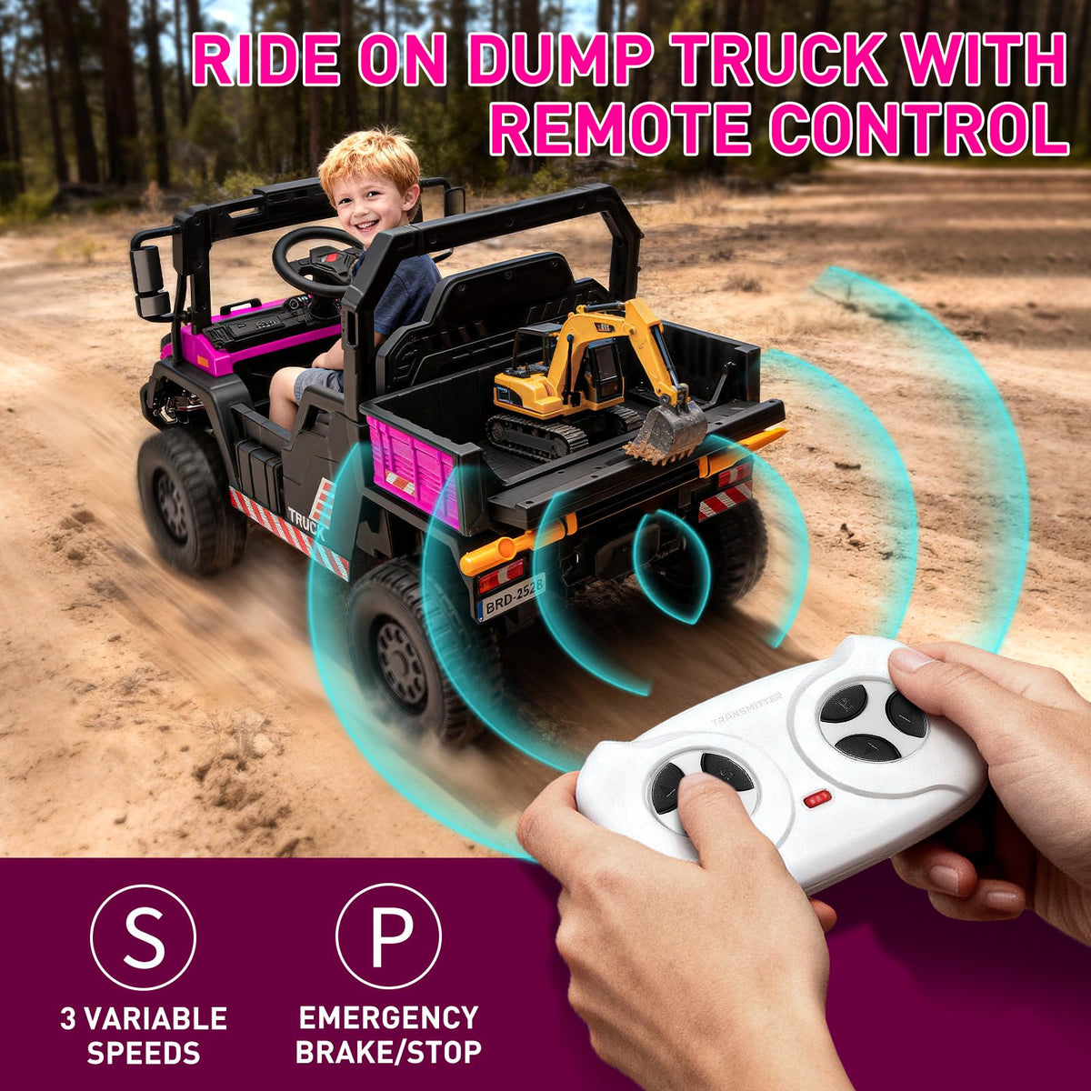 24V Kids Ride On Dump Truck Car with Electric Dump Bed and Remote Control T151669