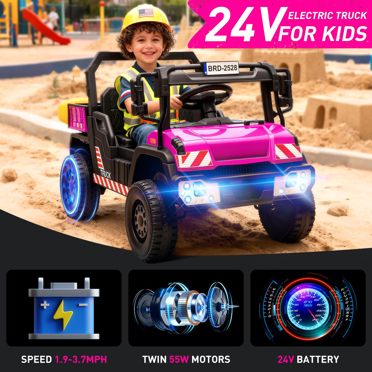 24V Kids Ride On Dump Truck Car with Electric Dump Bed and Remote Control T151669