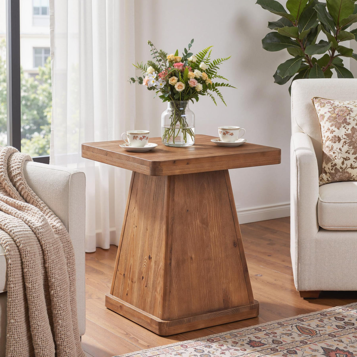 Solid Wood Side Table Set of 2 R26289