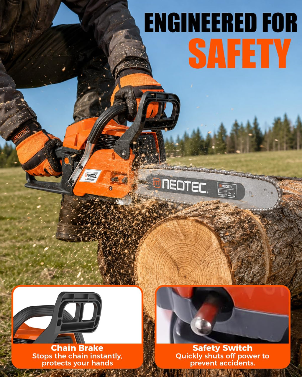 68CC Gas Powered Chainsaw 22 24 Inch Bars 2-Cycle C715050