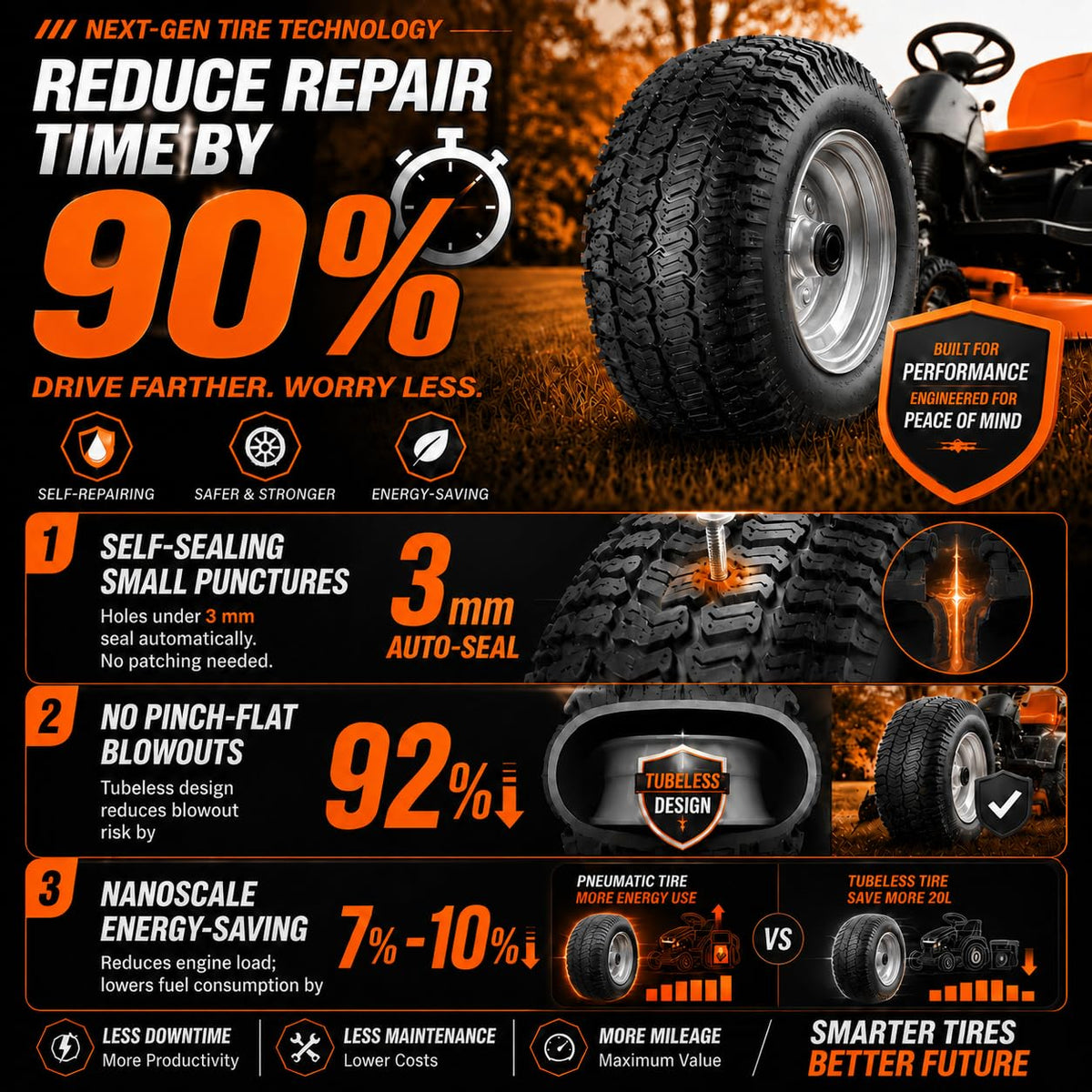 2 Pack 15x6.00-6nhs Tubeless Lawn Mower Tires and Wheel X983599