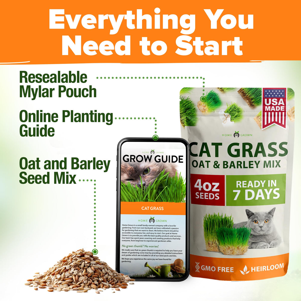 Cat Grass Seeds 4 oz Oat & Barley Mix G220