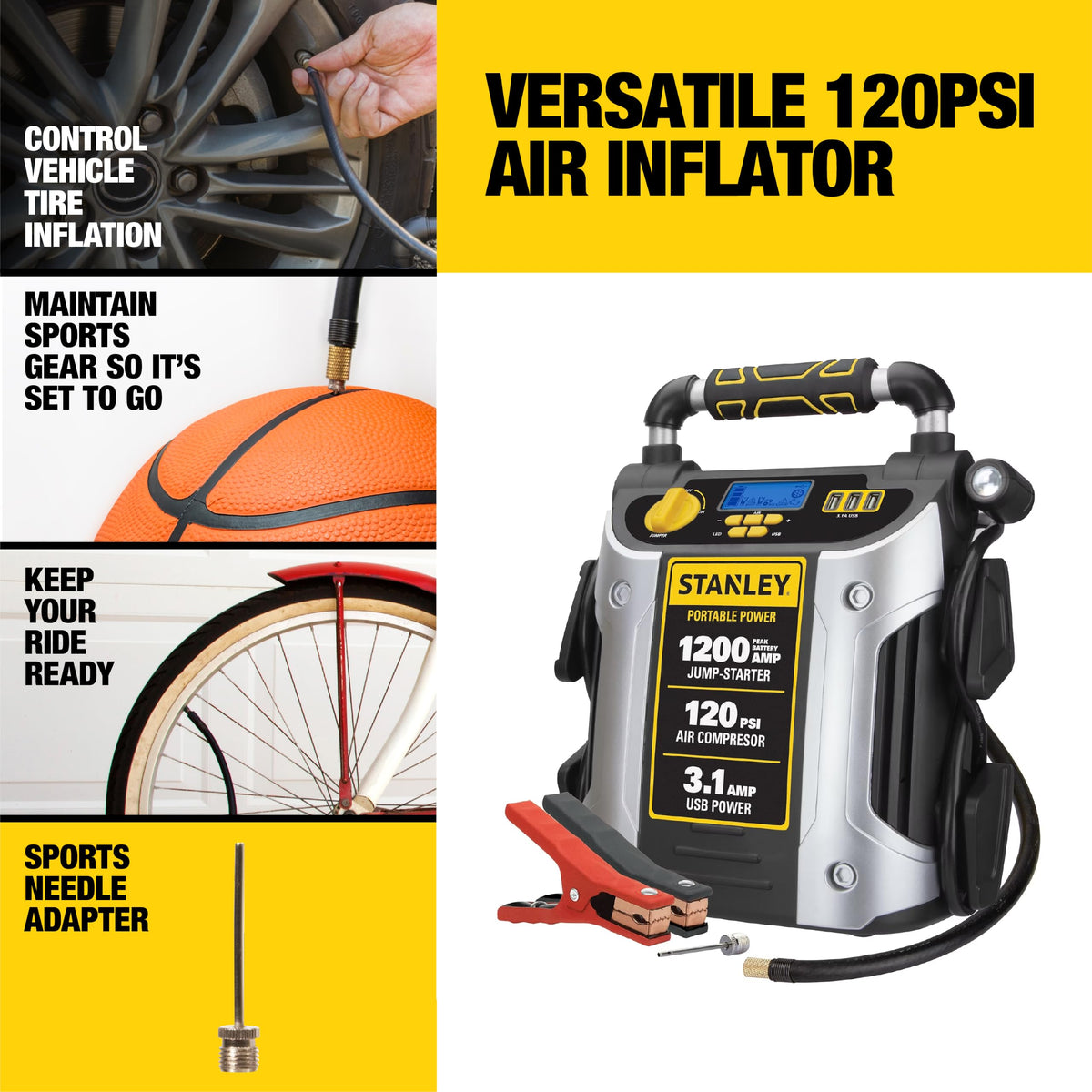 1200 Peak Amp Jump Starter with 120 PSI Inflator C5809