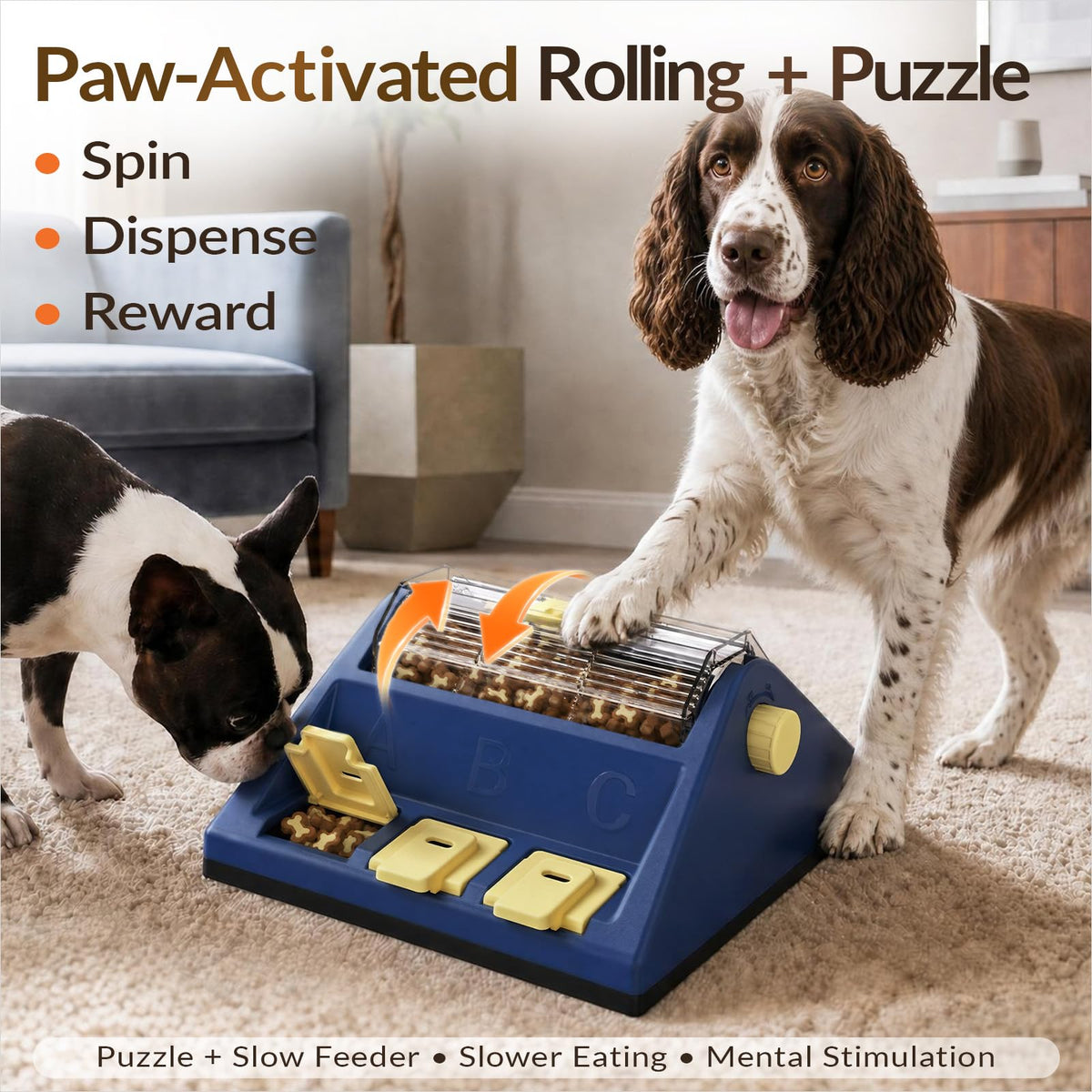 2-Level Dog Puzzle Toy Rotating Treat Dispenser H28028