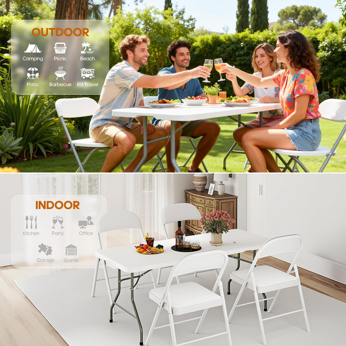 6ft Heavy Duty Folding Table White L30313