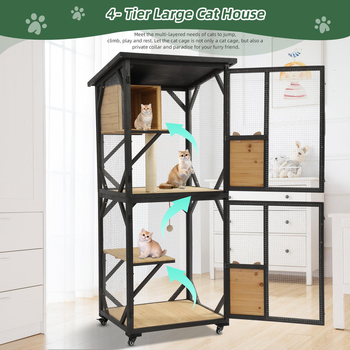 4-Tier Outdoor Cat House Enclosure H6355