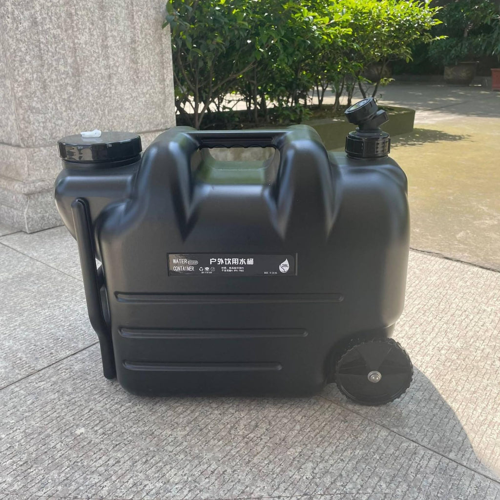 Portable Water Container with Faucet, Wheels, Black F884