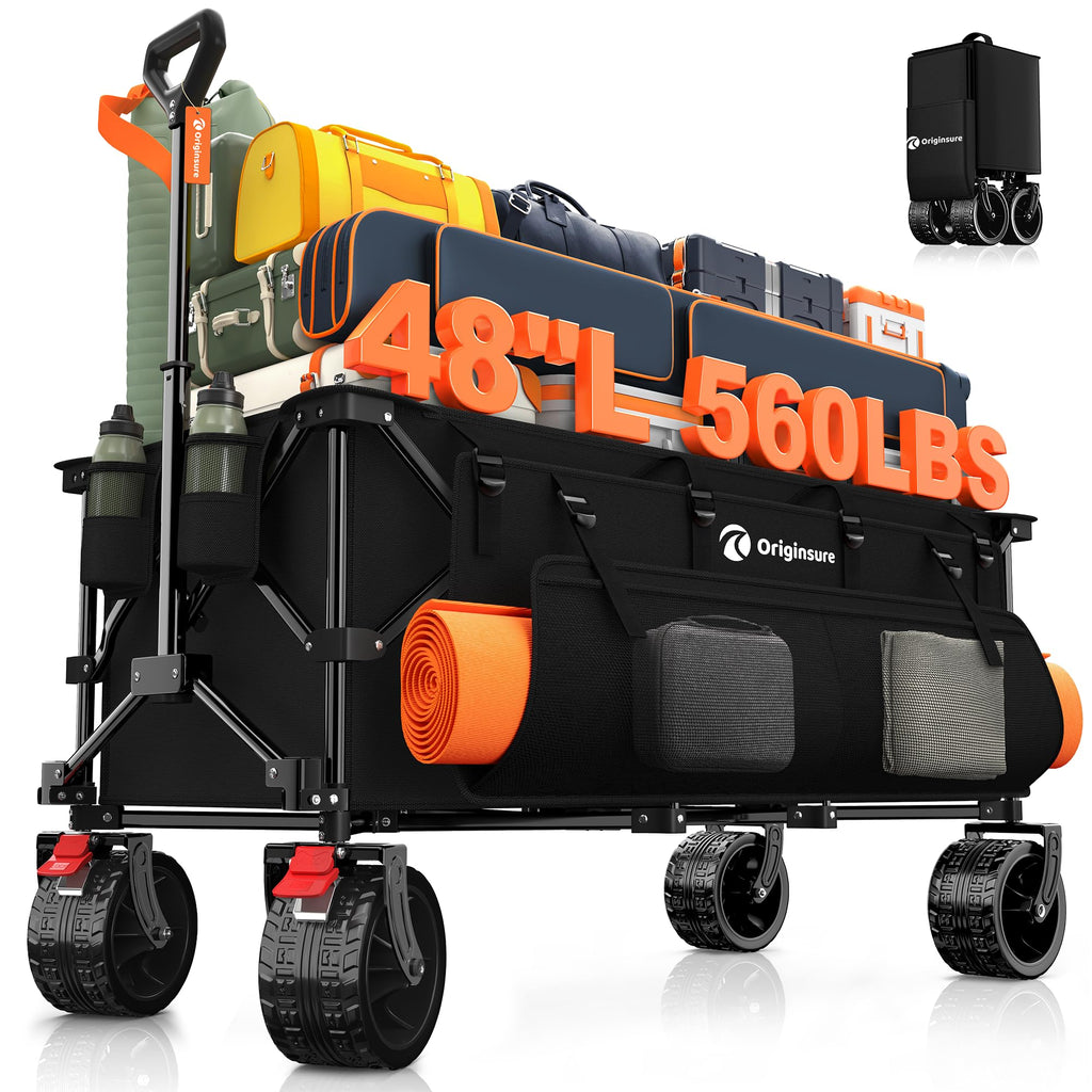 Black Foldable Beach Wagon with Big Wheels D984