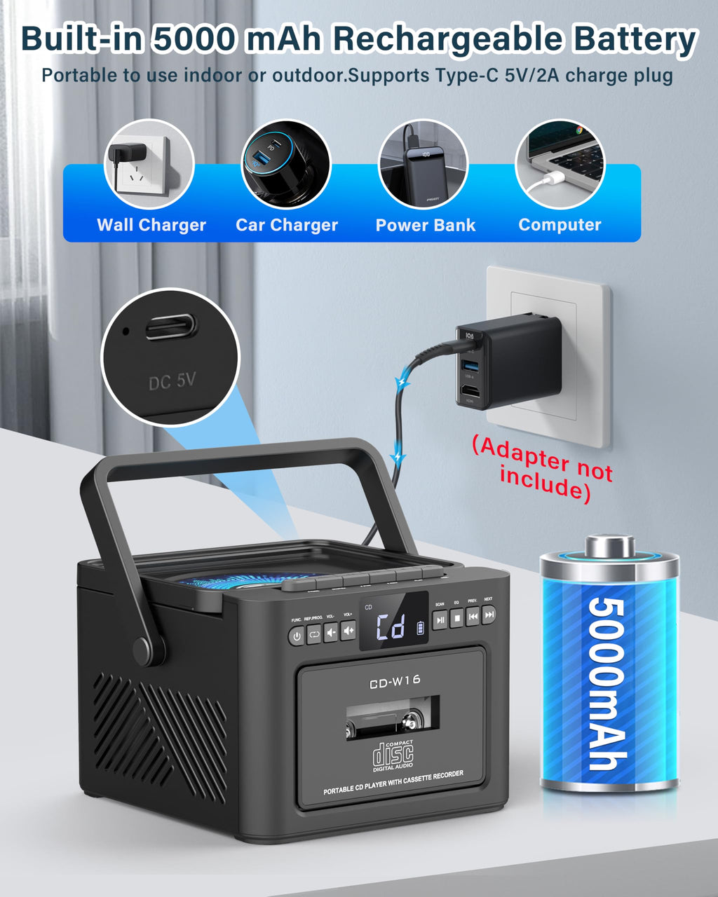 Boombox Cassette CD Player Combo with Bluetooth C88650