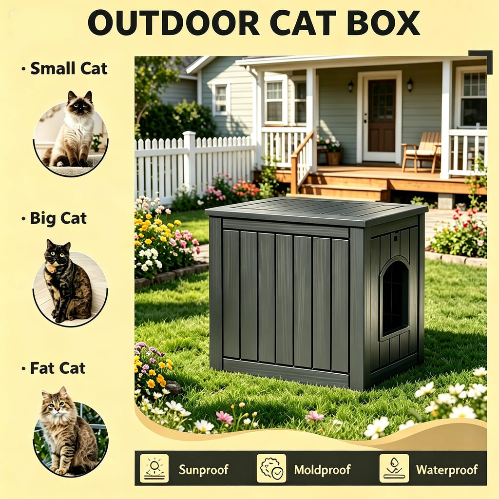 Black Outdoor Resin Cat House A814833