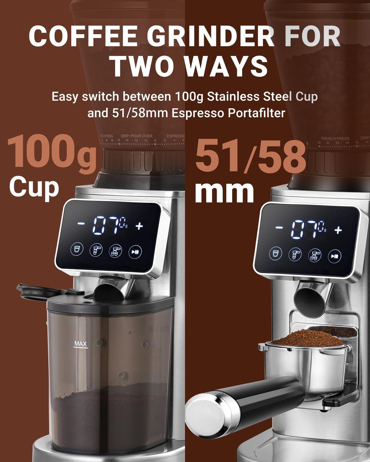 Burr Coffee Grinder, 48 Settings, Metallic Silver W94291