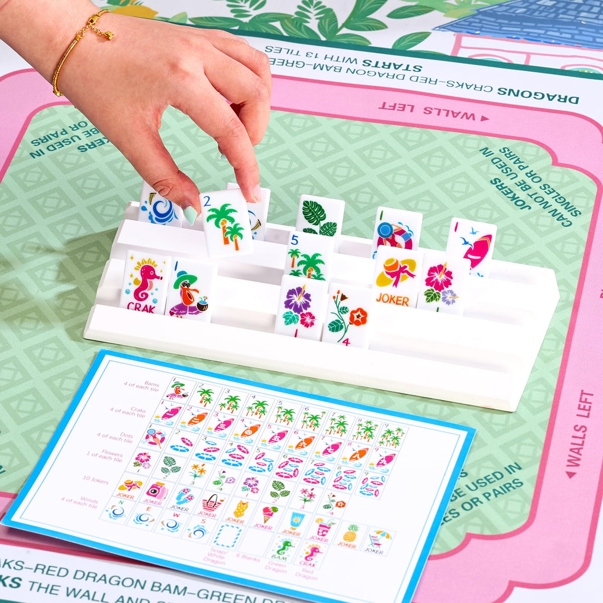 160 Tiles Thin Plastic Mahjong Set with Bag and 4 Racks V365