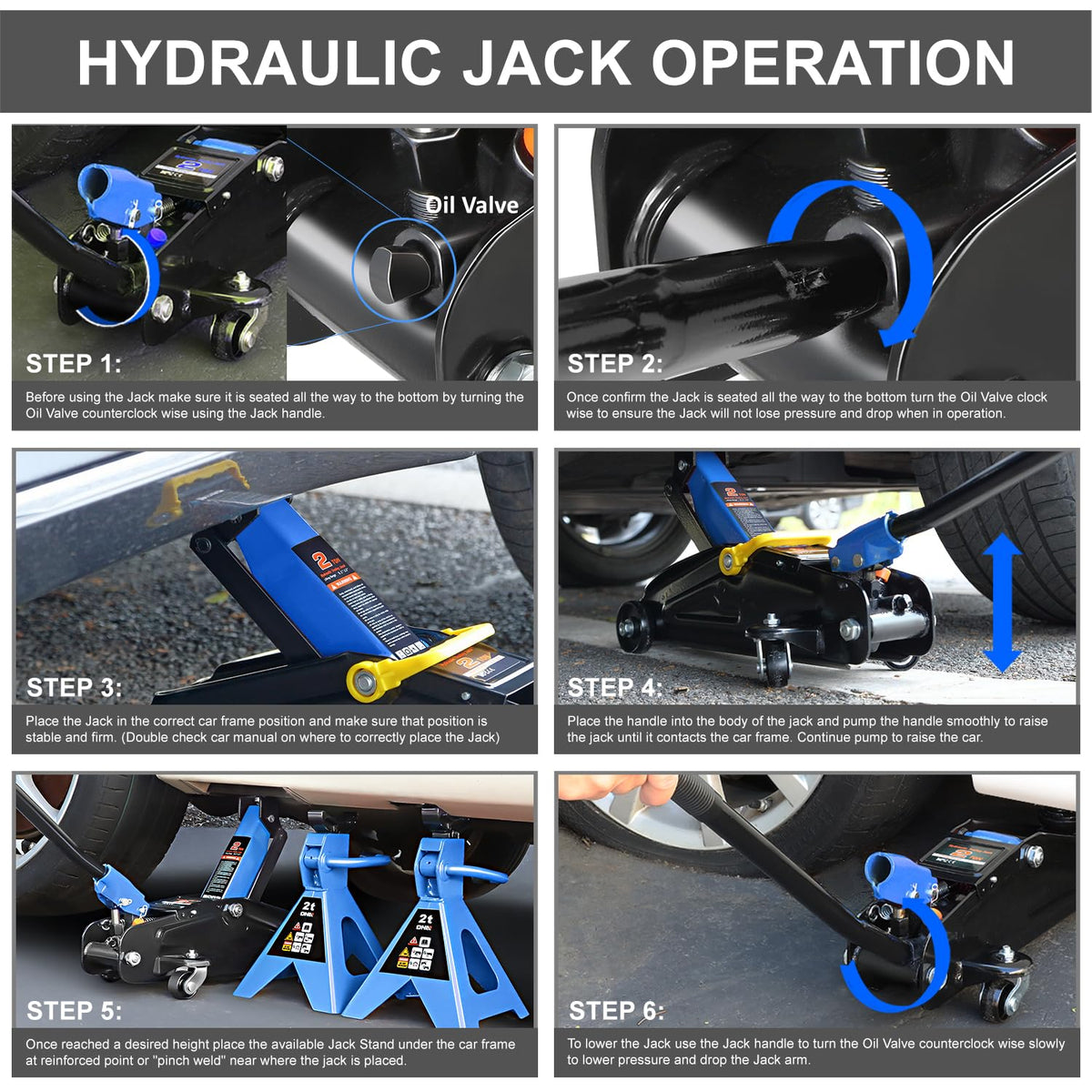 2 Ton Car Jack and Stands Kit Blue L6710