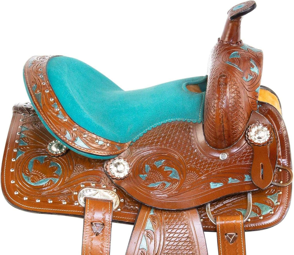 Leather Barrel Saddle with Headstall, Reins and Breast Collar G191435
