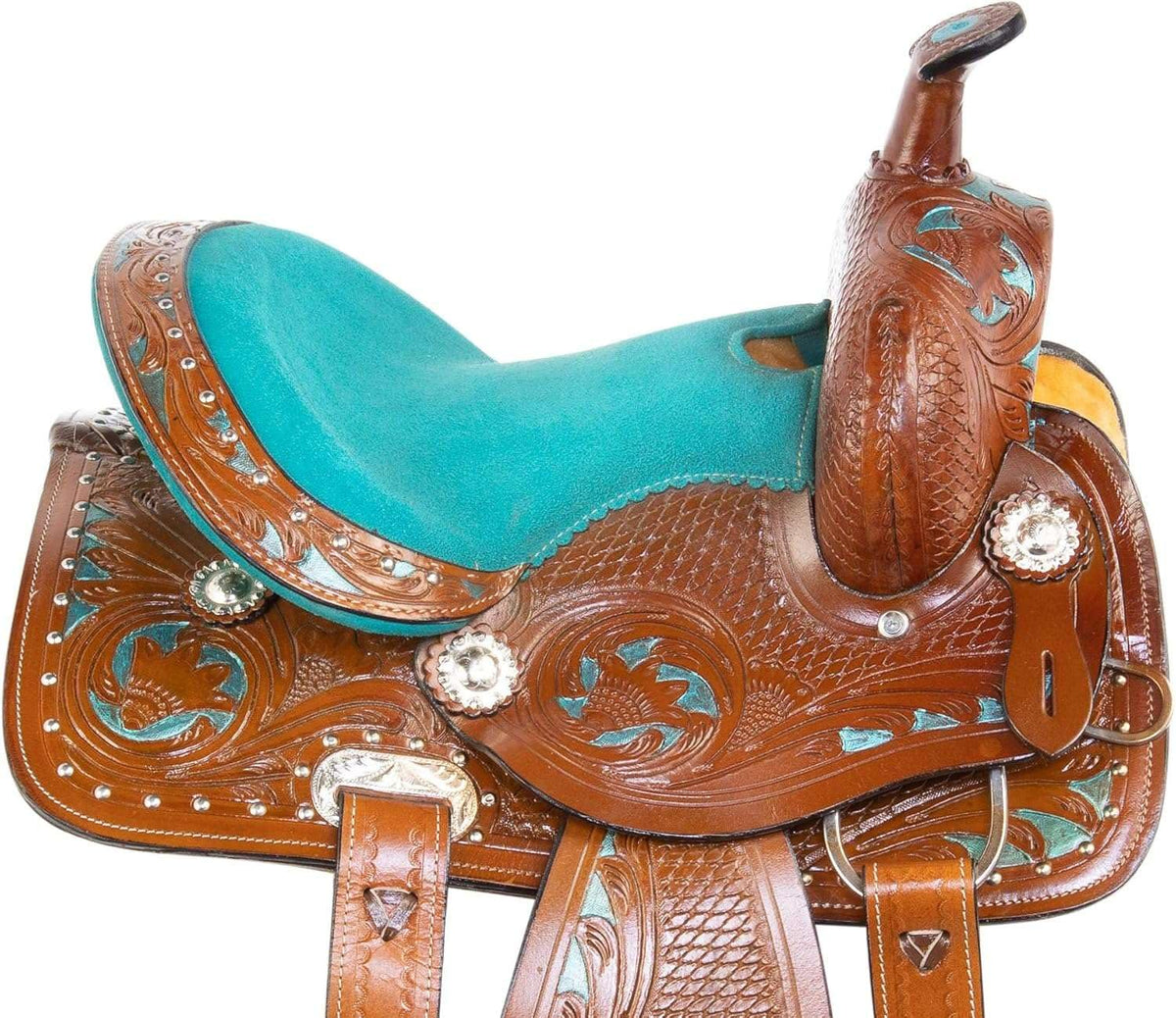 Leather Barrel Saddle with Headstall, Reins and Breast Collar G191435