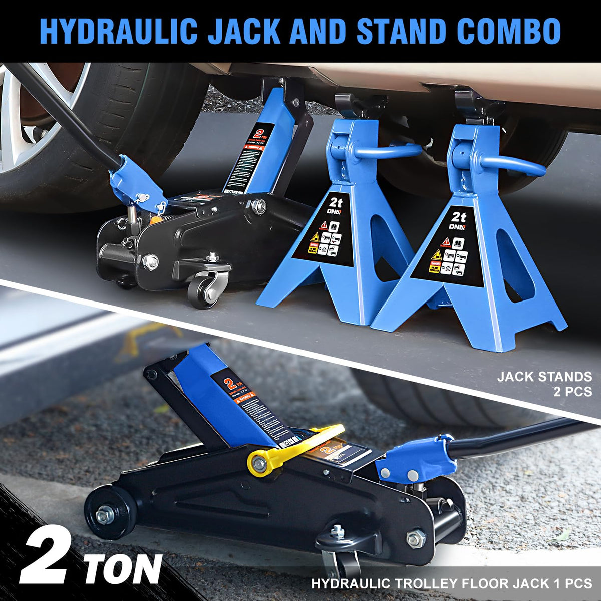 2 Ton Car Jack and Stands Kit Blue L6710