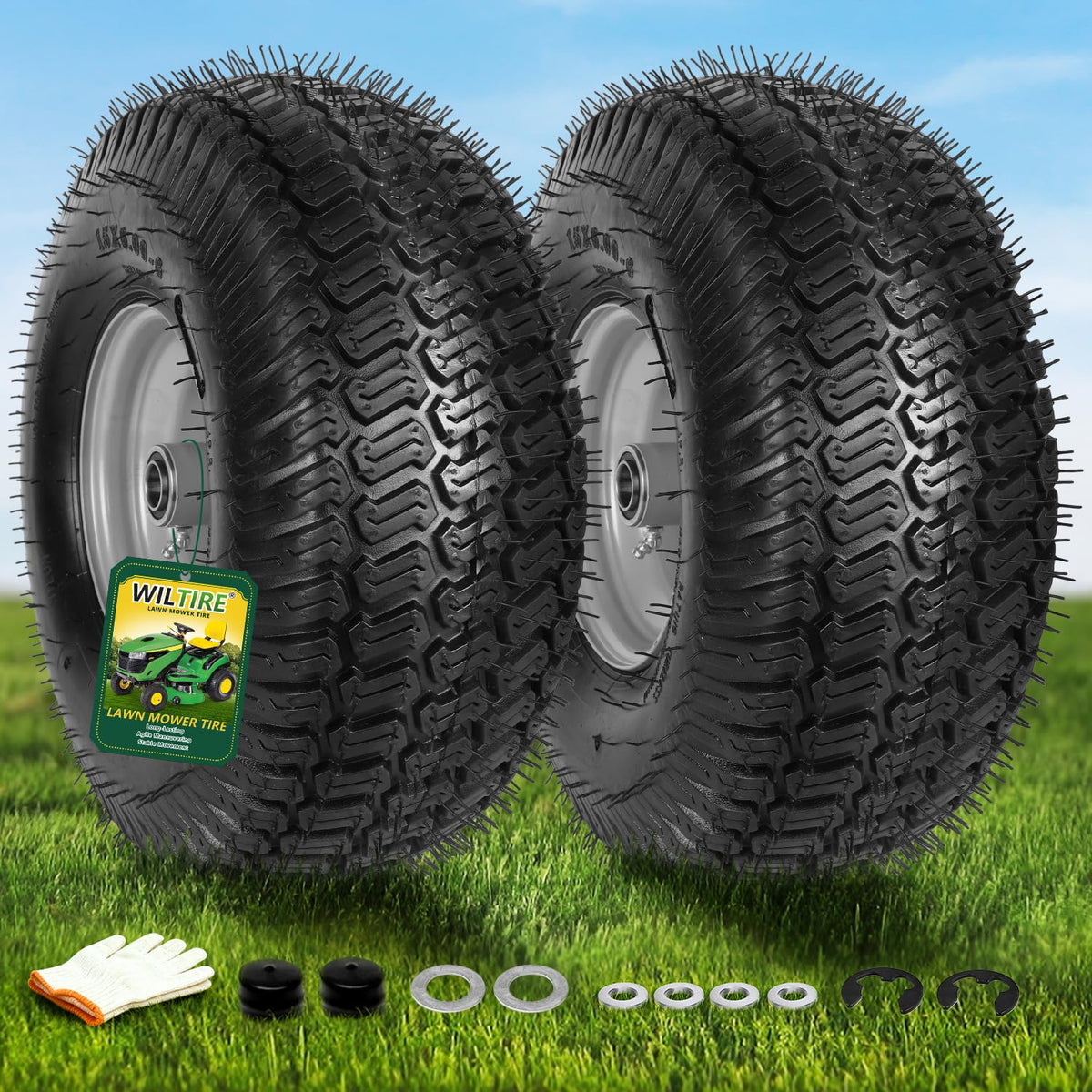 2 Pack 15x6.00-6nhs Tubeless Lawn Mower Tires and Wheel X983599