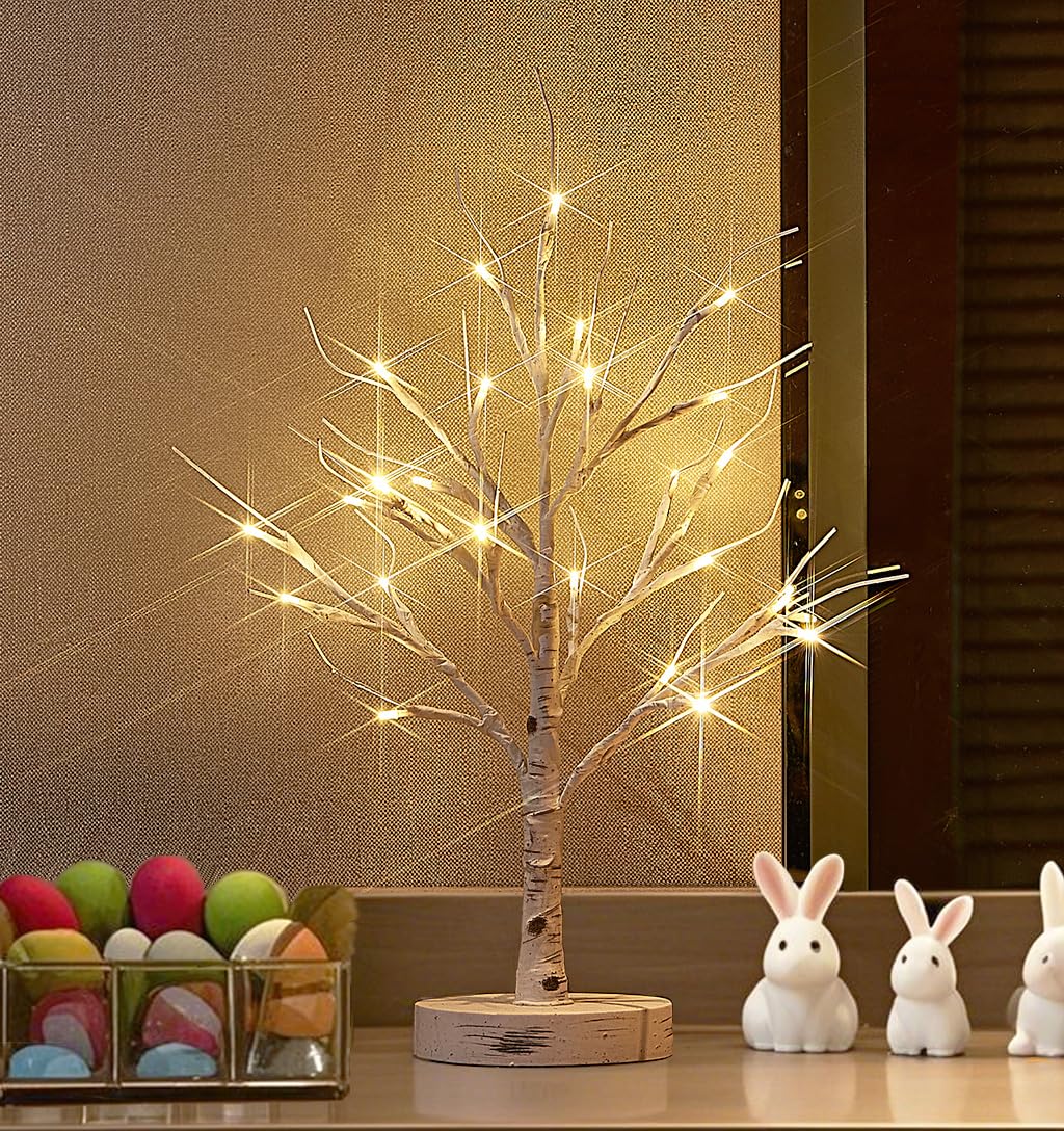 Lighted Birch Tree with Timer 18IN 24 LED P304238