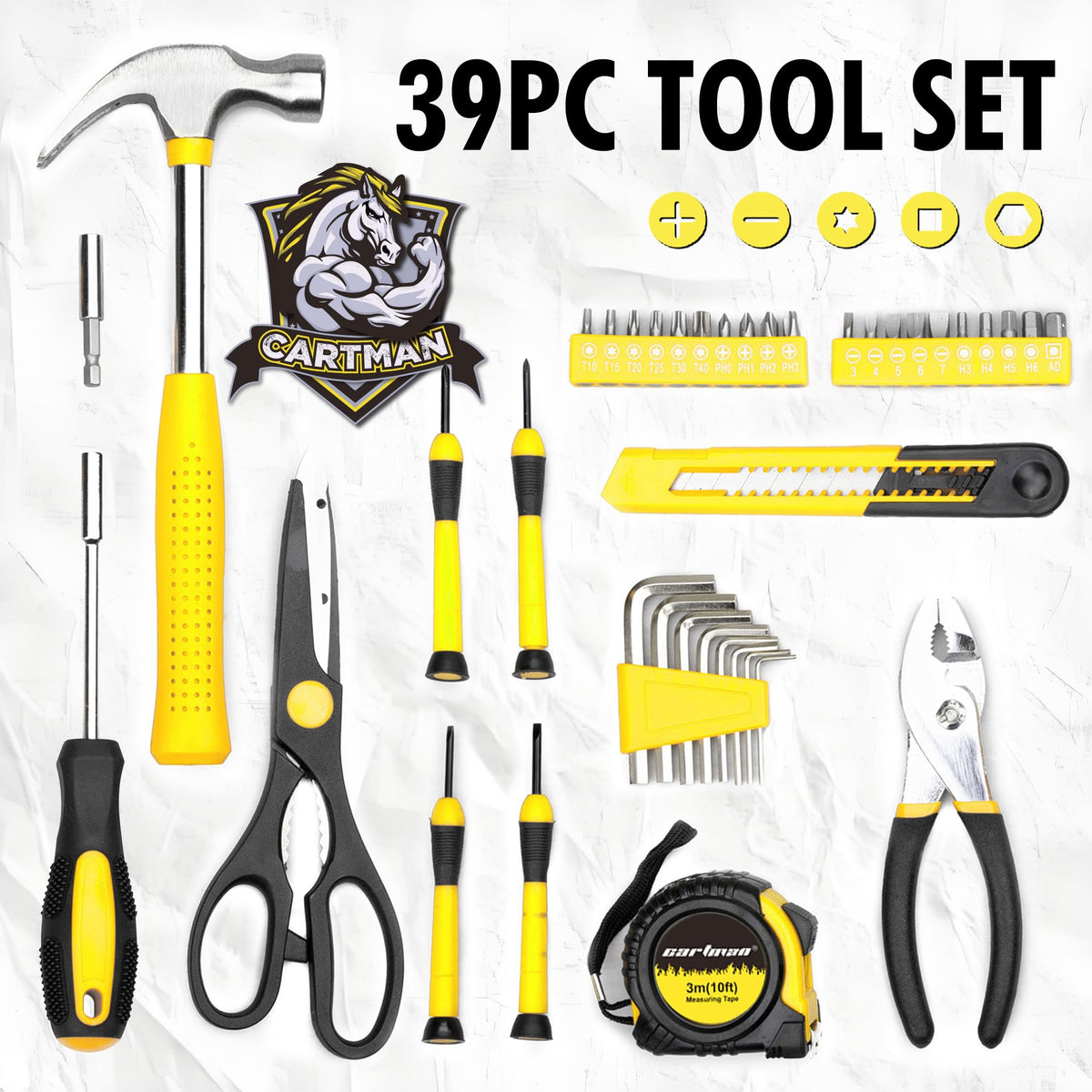 39-Piece Household Tool Set with Storage Case T887