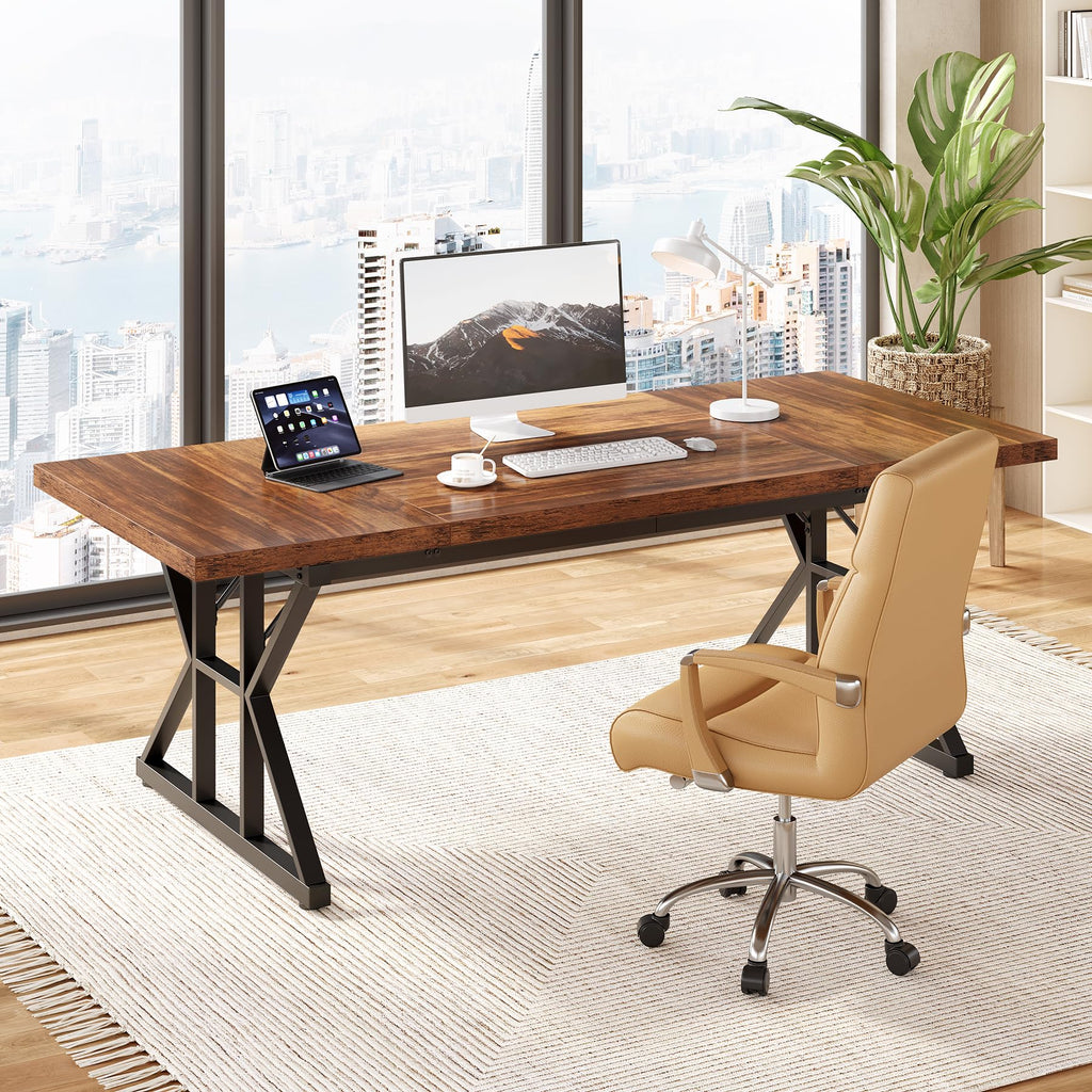 70.8-Inch Wooden Office Desk Y590349