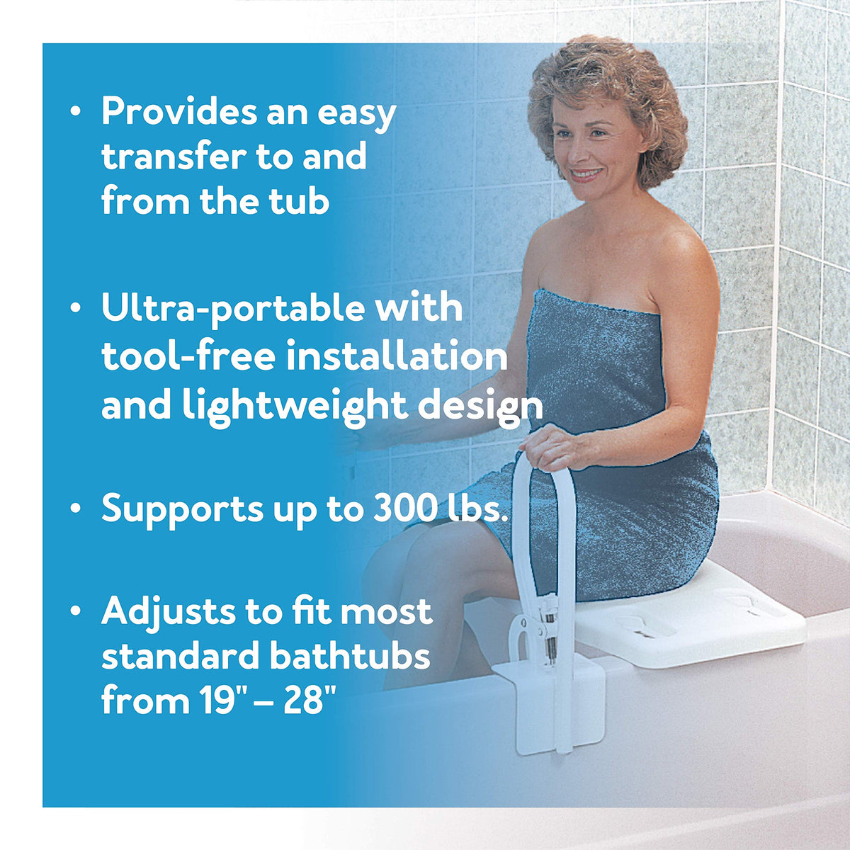 Portable Shower Bench with Adjustable Width and 300 Pound Weight Capacity P56353