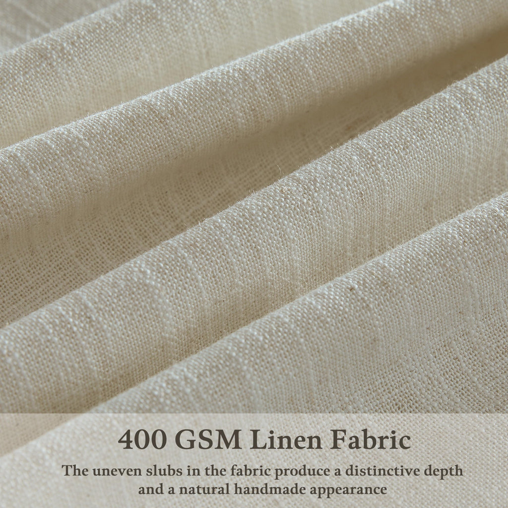 Beige Linen Pleated Light Filtering Curtains N925