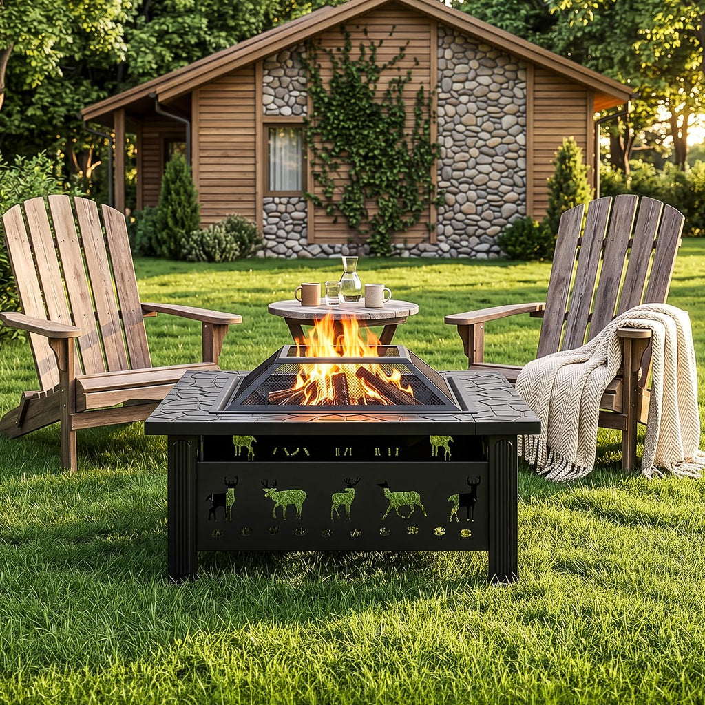 32 Inch Square Wood Burning Fire Pit Table S415