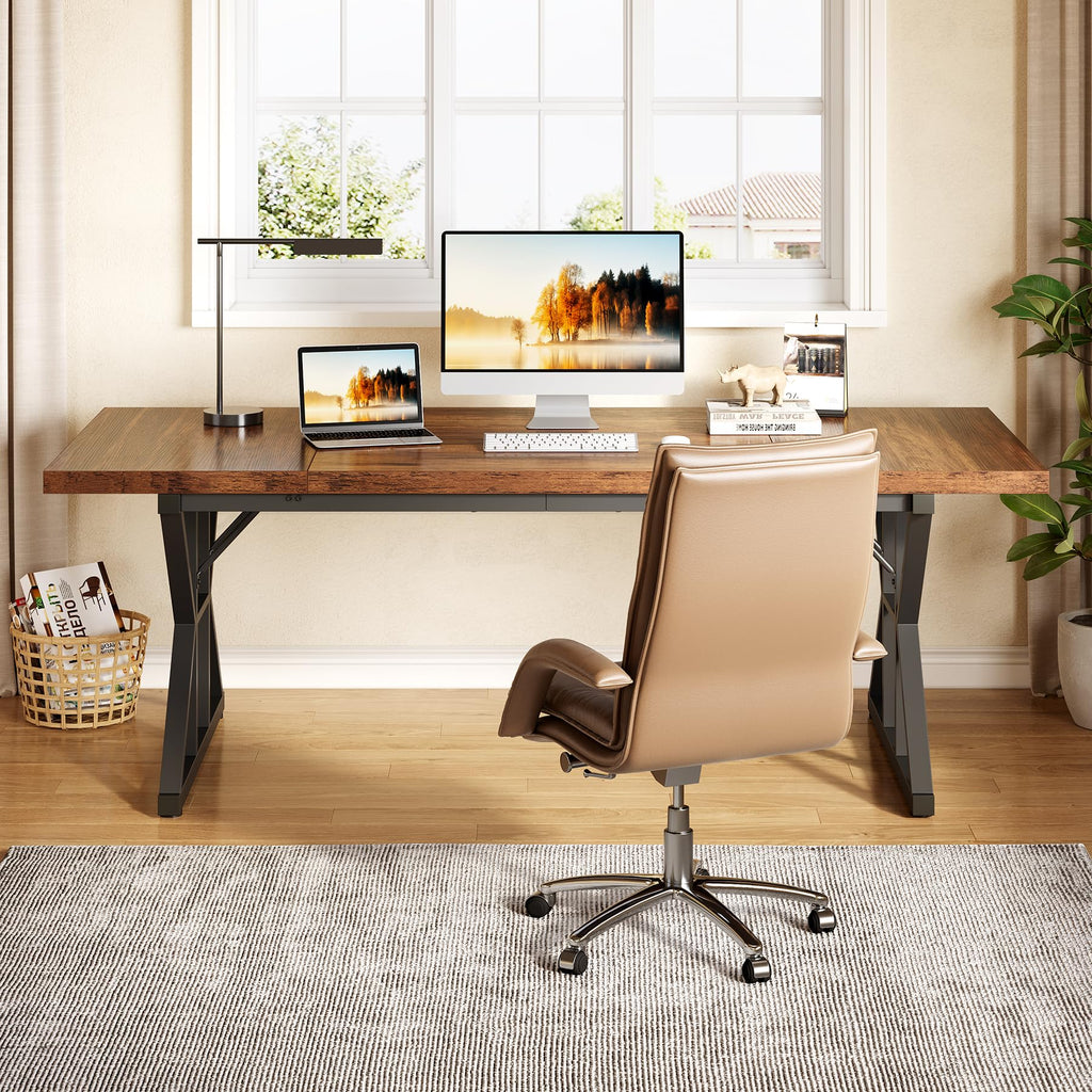 70.8-Inch Wooden Office Desk Y590349