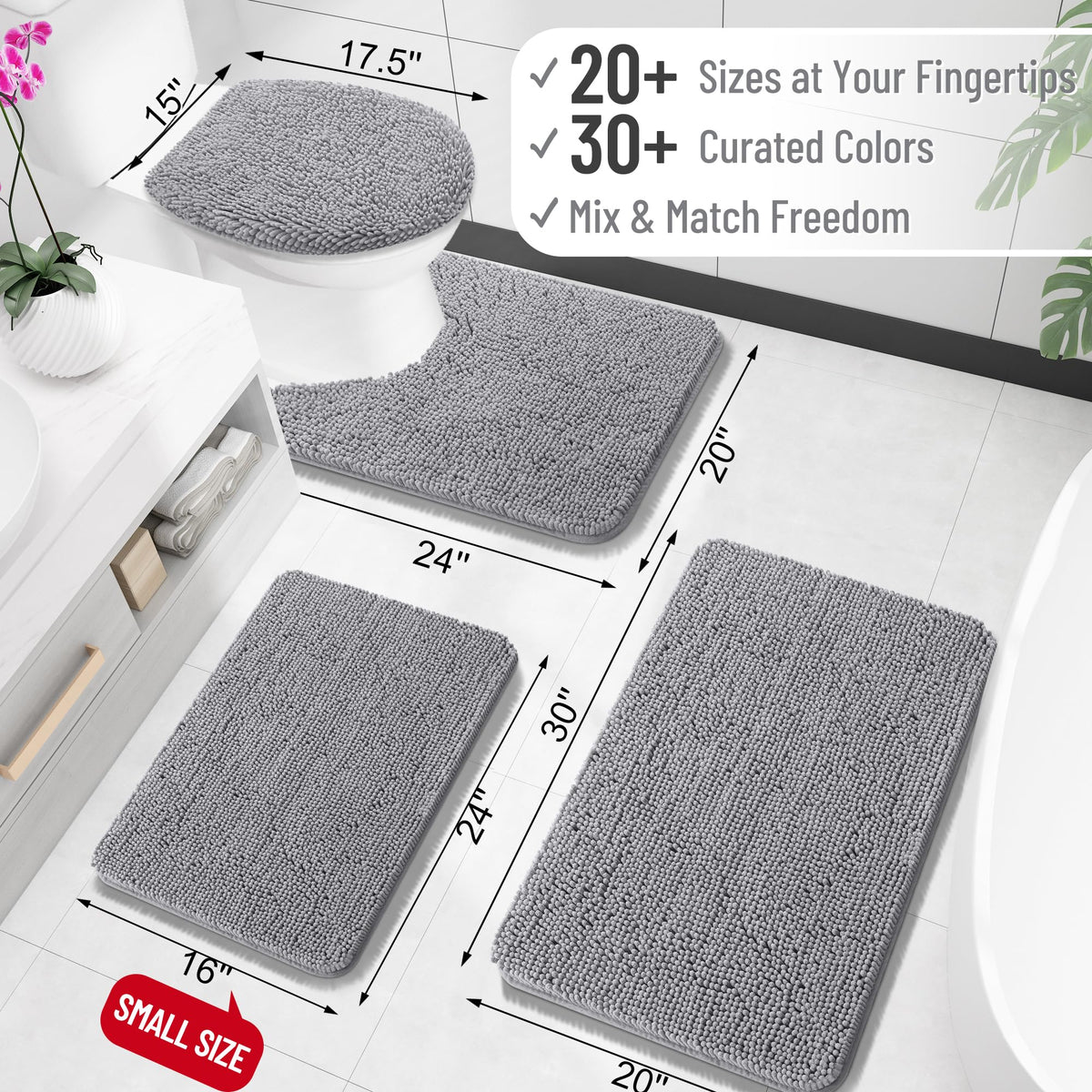 Extra Soft Absorbent Chenille Bath Rugs 30x20 H738