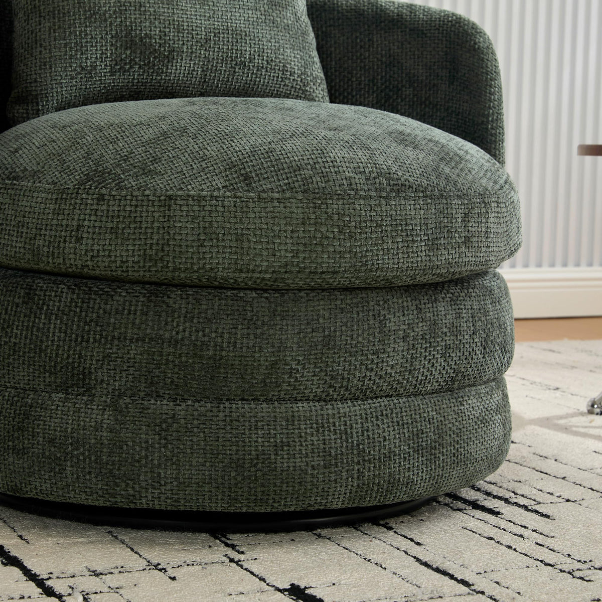 30" Modern Round Set of 2 Swivel Chenille Upholstered Barrel Chair K93876